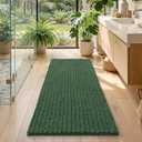 DEXI Chenille Bathroom Runner Rugs 60x24, Bath Mat Non Slip Washable, Green