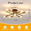 UOFUS 7-Light Semi Flush Mount Ceiling Light Fixture Matte with E26 Base Modern Black and Gold Chandelier Mid Century Modern Ceiling Lamp for Farmhouse Kitchen Dining Room Bedroom Living Room Bathroom