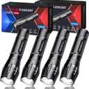 RECHOO Tactical Flashlight 4 Pack, Bright Zoomable LED Flashlight with High Lumens and 5 Modes, Waterproof Portable Pocket Flash Light for Emergency, Camping, and Outdoor Use - S1500