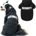 SCENEREAL Security Dog Hoodies Puppy Sweater for Large Dogs Boys Girls, Soft Doggi Costume with Leash Hole, Pet Cold Weather Coats, Fleece Pet Clothes Hooded Sweatshirt (#1 Black (SECURITY Printed))