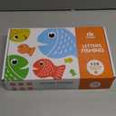 Coogam Wooden Magnetic Fishing Game, Fine Motor Skill Toy ABC Alphabet Color Sorting Puzzle, Montessori Letters Cognition Preschool Gift for Years Old Kid Early Learning with 2 Pole