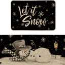 Artoid Mode Let It Snow Snowflake Snowman Light Christmas Decorative Kitchen Mats Set of 2, Home Party Low-Profile Kitchen Rugs - 24x35 and 24x59 Inch (Black)