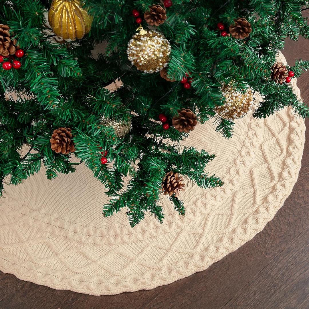 Mr. Pen Christmas Tree Skirt - 48 Inch Knitted Xmas Tree Skirt