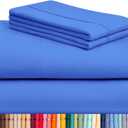 LuxClub 4 PC Sheet Set Bed Sheets Deep Pockets 16" Eco Friendly Wrinkle Free Cooling Machine Washable Hotel Bedding Silky Soft - Marine Blue Queen