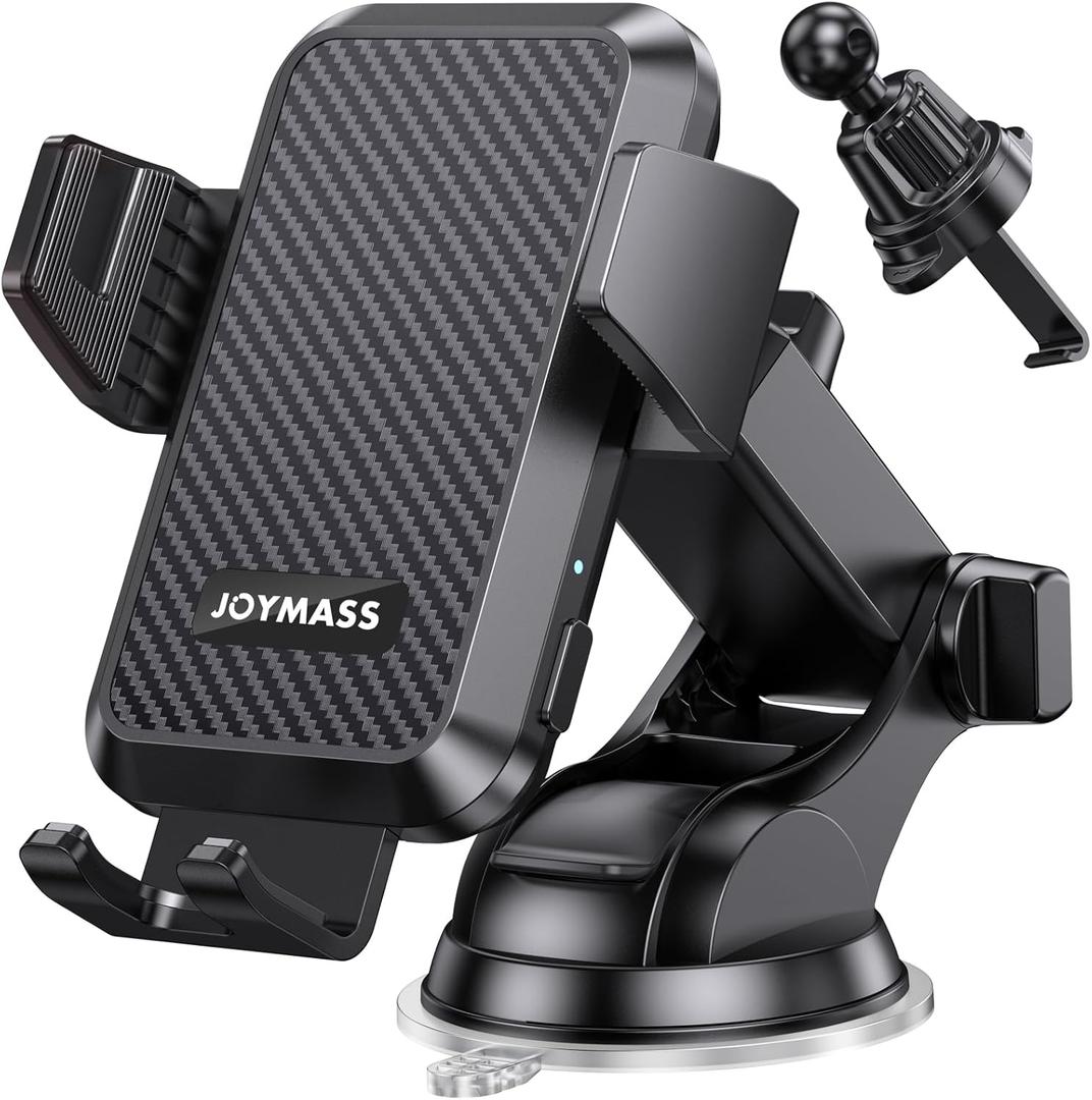JOYMASS Wireless Car Charger, Phone Holders for Your Car, 15W Auto Clamping Phone Mount Car Accessories for iPhone 16 15 14 13 12 Mini Pro Max 11 XR XS, Samsung Galaxy S24 Ultra S23 S22+ Note 20, etc (BLACK)