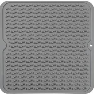 MicoYang Silicone Dish Drying Mat for Multiple Usage,Easy clean,Eco-friendly,Heat-resistant Silicone Mat for Kitchen Counter or Sink,Refrigerator or Drawer liner Grey M 12 inches x 12 inches