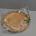 DECRAFTS Rattan Round Serving Tray Wicker Woven Bread Basket with Handles for Cracker Dinner Parties Coffee Table Breakfast (Natural 12.6 Inches)