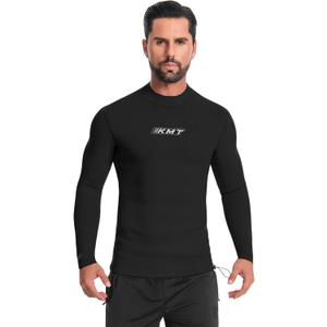 KMT Mens Wetsuit Top Long Sleeve 2mm Neoprene Shirt Zipperless (Large, Black)