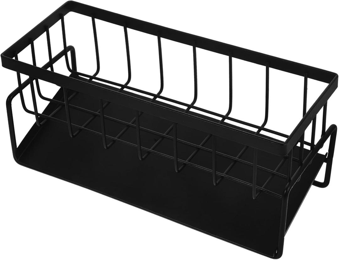 GLEAVI Kitchen Sink Sponge Holder Rack Multipurpose Drying Towel Organizer for Dishcloths Food-Grade Stainless Steel Space-Saving Design for Home and Kitchen Use (Black)