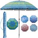 Blissun 7.2' Beach Umbrella with Sand Anchor, Outdoor Portable Beach Umbrella for Sand with Tilt Pole, Carry Bag, Air Vent