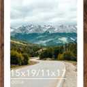Wood 15x19 Picture Frame with 11x17 Mat Deep Brown, Display 11x17 with Mat or 15x19 Without Mat, Wood 15 by 19 Photo Frame, 15 x 19 Frame for Wall Hanging Display, Deep Brown