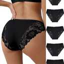 Everyjoys Sexy Underwear Lace Panties for Women Bikini Underwear Hipster Underpants Lace Soft Breathe Briefs Multipack 5-Pack (Large)