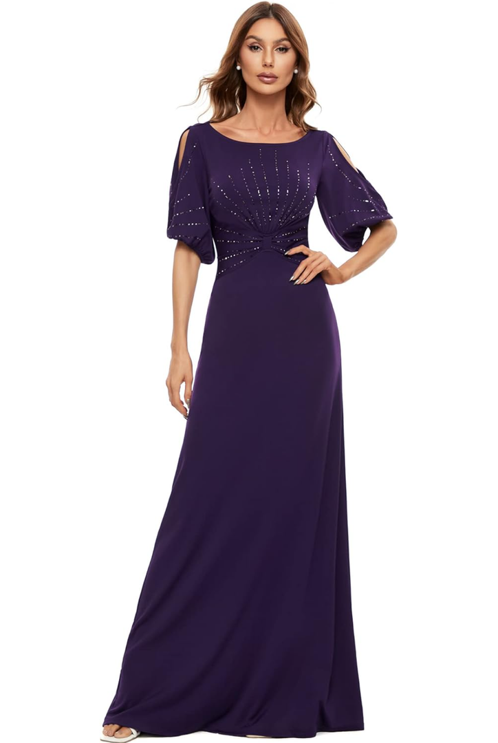 Ever-Pretty Women's Round Neck Hollow Out Sleeves Mermaid Beaded Formal Dresses 0544-USA 2XL