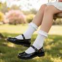 TIESOME 3 Pairs Crew Socks, Lace Ruffle Frilly Socks Cute Princess Ankle Dress Sock for Fashion Ladies