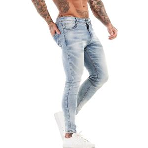 GINGTTO Men's Skinny Jeans Stretch Ripped Tapered Leg (28W x 30L, Light Blue Retro)