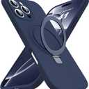 Designed for iPhone 16 Pro Max Case with Magnetic Invisible Stand Compatible with Mag-Safe Military Drop Tested Shockproof Silicone Phone Cases for Women Men 6.9'', Dark Blue