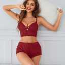 Avidlove Sexy Pajamas V Neck Womens Pajama Sets Shorts Lace Trim Cami Pj Set 2 piece PJS Lingerie Sleepwear (S)