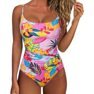 SUUKSESS Women One Piece Tummy Control Swimsuit Crisscross Backless Bathing Suit (M)