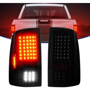LED Tail Lights Fit for Dodge Ram 1500 2009-2010, 2500 3500 2010, for Ram 1500 2500 3500 2011-2018, 1500 Classic 2019(Only Fit FactoryHalogen Version and 921 Reverse Bulb),Smoke Lens