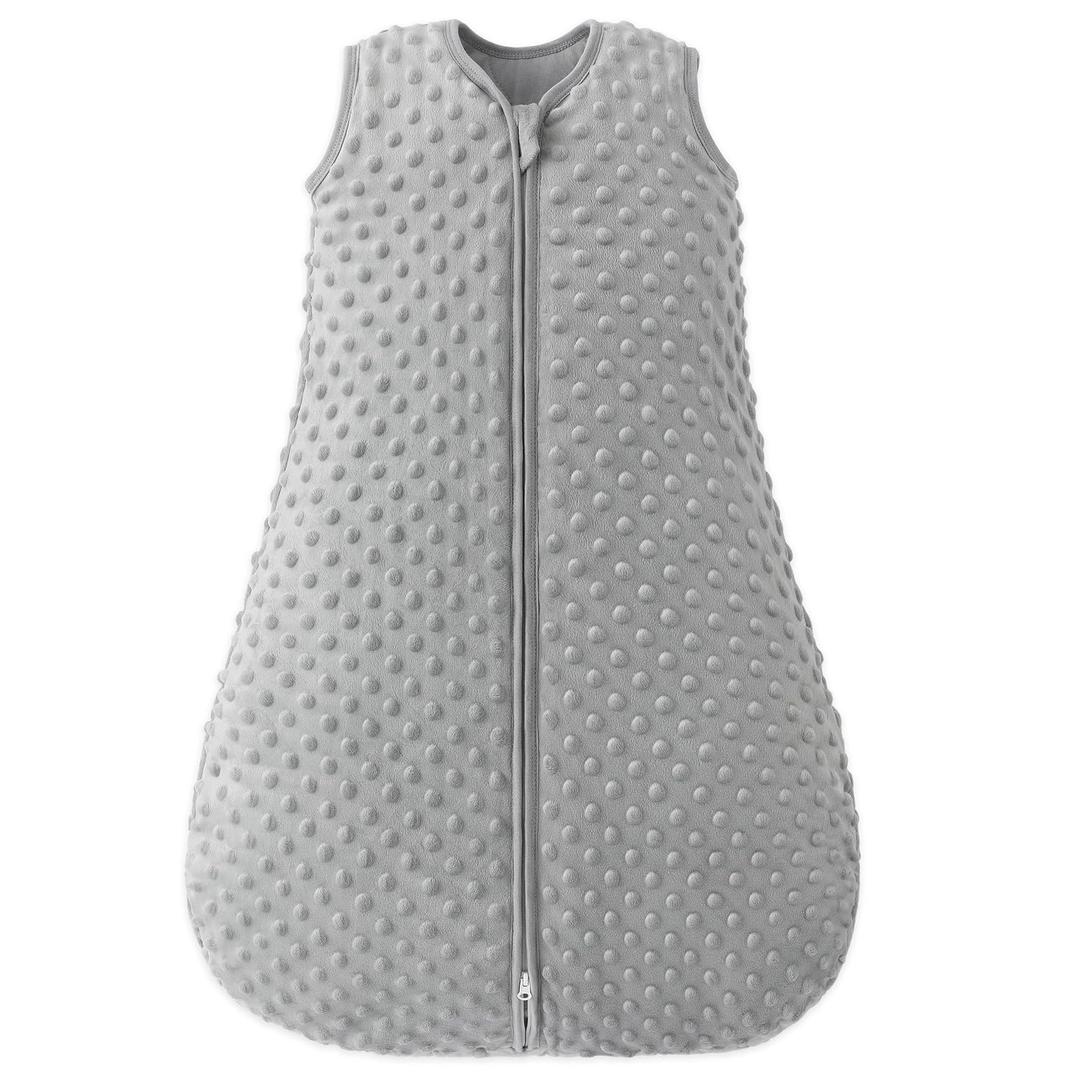 Fleece Baby Sleep Sack 18-24 Months with Plush Dots, Winter Baby Wearable Blanket for Infant Toddler Sleeping Sack 2-Way Zipper Warm Sleepsack, Grey