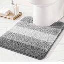 Exclusivo Mezcla Toilet Rugs U-Shaped 20x24, Extra Soft Non Slip Absorbent Water Microfiber Bath Rugs, Machine Washable Quick Dry Bath Mats for Toilet, Gradient Grey