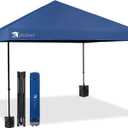12x12 Pop up Canopy Tent Patented EZ Set up Instant Outdoor Canopy with Wheeled Carry Bag Bonus 4 Weight Sandbags, 8 Stakes and 4 Ropes Blue, 12x12 without Sidewall