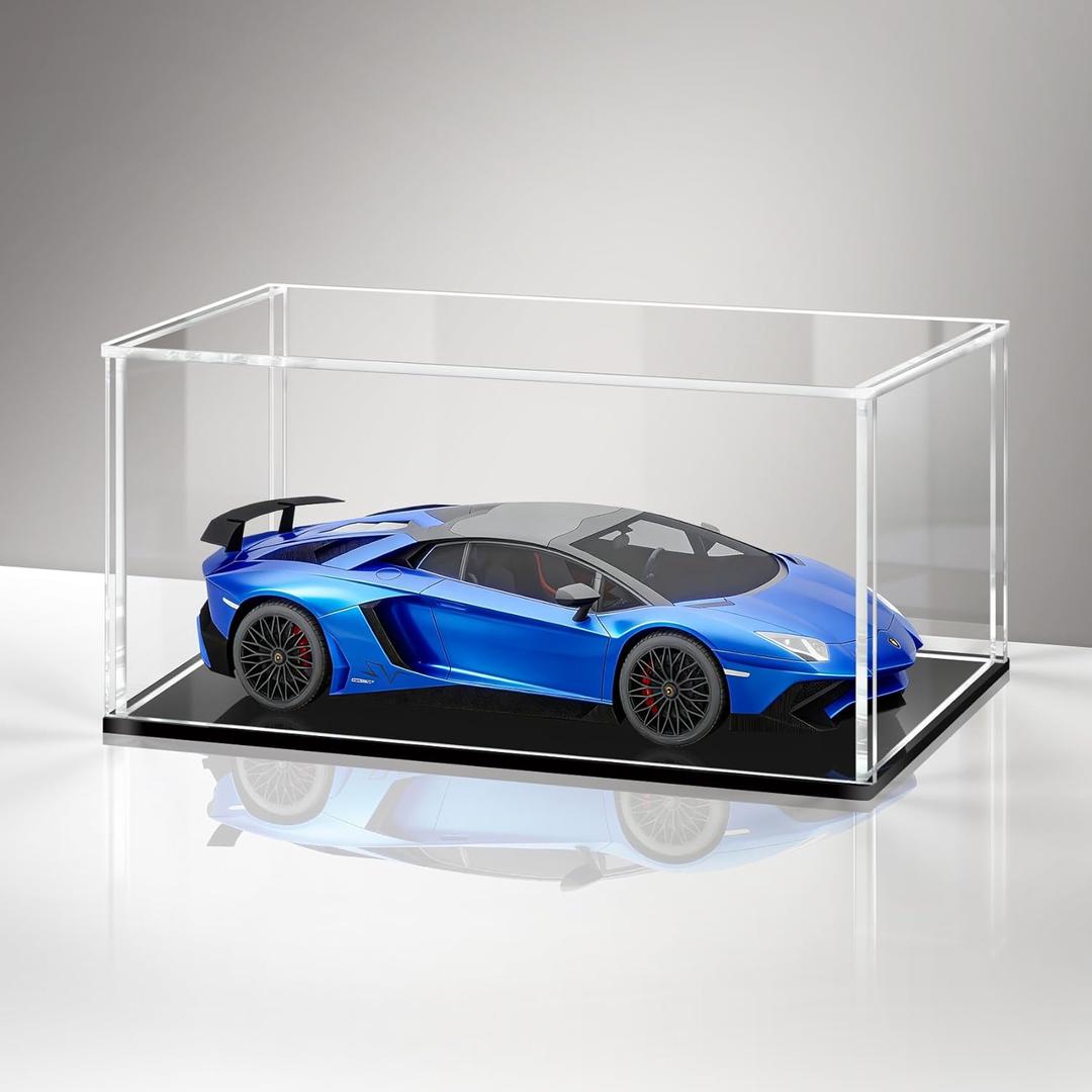 LASOA Acrylic Display Case  Display Box for Collectibles, Figures, Memorabilia, Clear Showcase with Black Base, Self-Assembly Display Container, 12x8x6inch