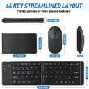 Mini Rechargeable Foldable Bluetooth Keyboard and Mouse Combo, Portable (Sync Up to 3 Devices), Ultra-Slim Travel Folding Keyboard for iPhone iPad Mac Android Windows iOSBlack