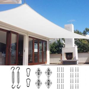 Quictent 185G HDPE Stripe Color Rectangle Sun Shade Sail Canopy White 98% UV Block Outdoor Patio Garden with Hardware Kit 24 x 24 ft