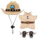 Lanynne 17cm Ornaments Clothes Set, Stylish Western Cowboy Fashion Outfit with Shoes and Hat, Adorable Outfit Set for 17cm Doll Mini Accessories, Clothes Only No Doll