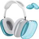 2 x Case Cover for AirPods Max Headphones, Clear Soft TPU Earcup Cover for AirPods Max, Anti-Scratch Transparent Accessories Skin Protector for Apple AirPods Max (Clear Blue-MT1)