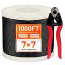 1000FT 1/8" Black Stainless Steel Cable Kit for Deck Railing, Premium T316, 7x7 Strands, 1/8" Wire Rope with Cutter, DIY Balustrades