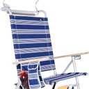 17 Inches High Seat Big Tycoon Aluminum Tall Beach Chair with Canopy for Adults, 4 Reclining Positions, Drink Holder, Storage Pouch (Stripe Ns1)