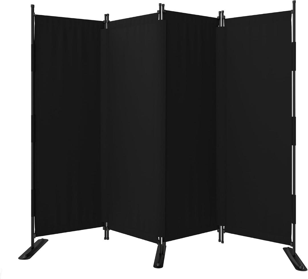 Room Divider, 4 Panel Upgraded Folding Privacy Screen, 88 Highly Secretive Separation with 3 Metal Feet, Partition Screen, Lightweight Freestanding Wall Divider Bedroom (Black)