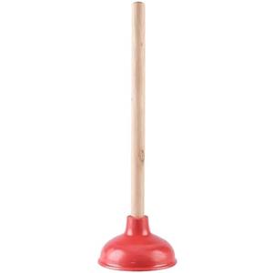 Toilet Plunger Red Heavy Duty Force Cup Rubber with A Long Wooden Handle to Fix Clogged Toilets and Drains, Perfect for Kitchens and Bathrooms (1 pcs)