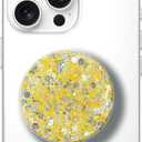 Universal Cell Phone Stand Compatible with for iPhone Grip Holder, 360 Rotation-Transparent Sparkling Star Drops colloidal Loose Powder (Golden)