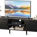SUPERJARE TV Stand for 55 Inch TV, Entertainment Center with Adjustable Shelf, 2 Cabinets, TV Console Table, Media Console, Solid Wood Feet, Cord Holes, for Living Room, Bedroom, Black