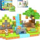 Large Magnetic Blocks 1" Building Cubes Toys for Kids Ages 4-6 5-7 8-12, Magworld Bamboo House Building Craft Construction Toy Set, Creative Sensory Toys Game Gift for 3+ Year Old Boys Girls