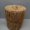 4 Gallon Wicker Trash Can,Small Bathroom Trash Can with Lid,Natural