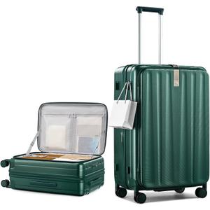 Hanke 26 Inch Expandable Luggage Top Opening Checked Bag Luggage Hard Shell Suitcases with Wheels Lightweight Travel Luggage Heavy Duty Luggage Suitcase with Lock for Woman Men-Blackish Green