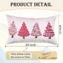 Pink Christmas Tree 12x20 Pillow Cover, Preppy Coquette Christmas Decor, Girly Pink Striped Xmas Tree Decorative Lumbar Pillow Covers for Girls Dorm Bedroom Living Room Sofa Couch