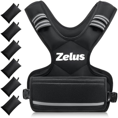 ZELUS Weighted Vest for Men and Women | 4-10lb/11-20lb/20-32lb Vest with 6 Ironsand Weights for Home Workouts | Adjustable Body Weight Vest Exercise Set for Cardio and Strength Training 15 lb