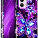 Hekodonk for Moto G Power 2024 Case,Glow in The Dark Three Layer Heavy Duty Shockproof Protection Hard Plastic+Soft Silicone Full Body Drop Protective Case for Moto G Power 2024,Amaranth Purple