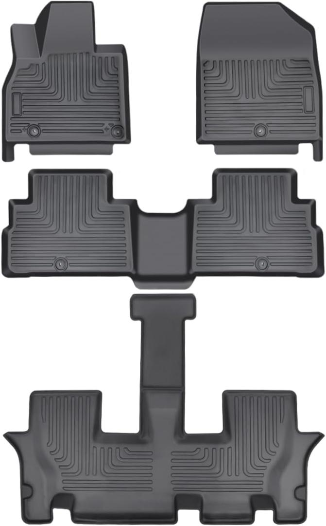 Floor Mats Compatible with Kia Telluride 2020-2025, All Weather TPE Floor Liners Fit for Kia Telluride Accessories Anti-Slip Black Car Carpet Mats for 1st & 2nd & 3rd Row