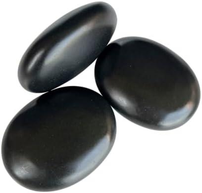 MINGJISHIYE Hot Stone Massage, 3 Piece Set Large Oval Hot Stone 3.58x2.78x1.19 inches, Basalt Home spa, Relaxation, Massage Treatment (3PCS)