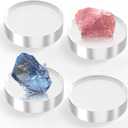 SAMYUCHO Acrylic Blocks 3 X 3 X 1 Inch 4 Pcs Acrylic Base Stand for Display Clear Block Round Riser Display Stands Pedestal Polished Cube for Jewelry trophy Props Collection Ring
