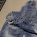 Flamingals Wide Leg Patched Stitch Detail Denim Overalls for Women Casual Jumpsuits with Pockets Mid Blue XS 
