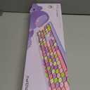 Wireless Keyboard and Mouse Combo, Colorful Ergonomic Full Size Retro Low-Noise Keyboard with Cute keycaps, Compatible with Windows, PC, Perfer for Home and Office Keyboards (Purple)