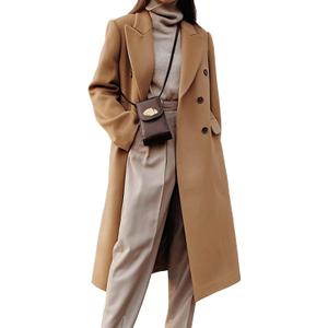 IDEALSANXUN Womens Long Wool Coats Fall Winter Double Breasted Trench Coat Peacoat (Large, Camel)