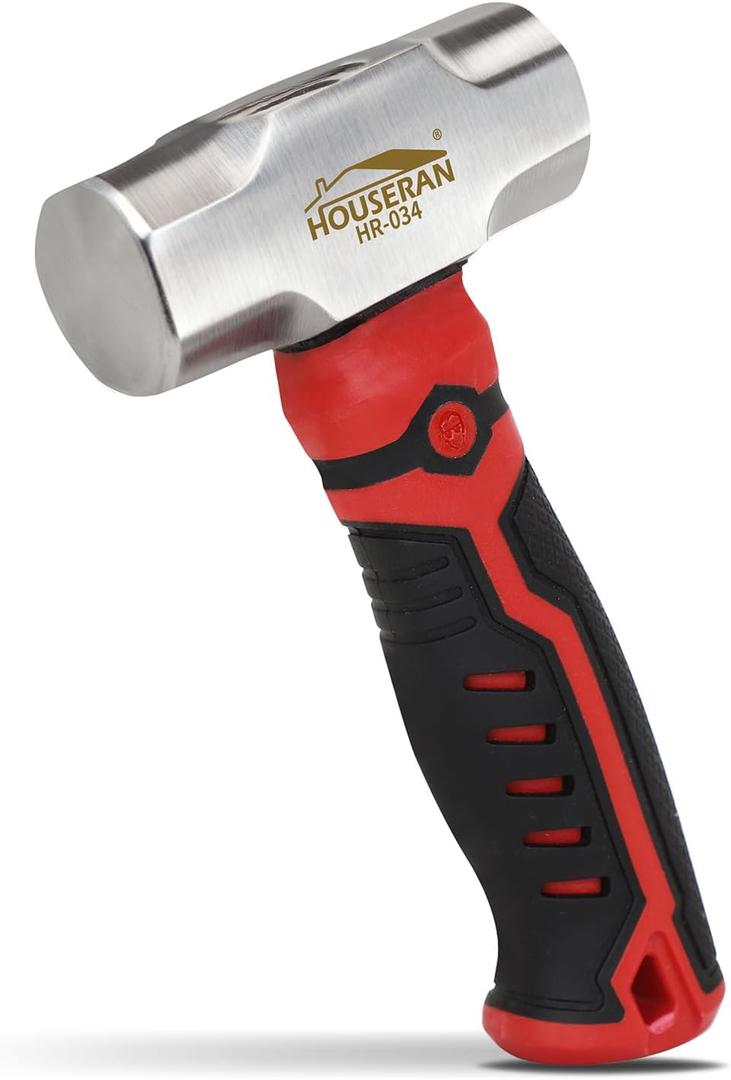 Sledge Hammer, Mini Sledge Hammer, 1.24lb Sheet Metal Hammer, Drilling Hammer, Small Hammer for Women, Non-Slip Handle, for Demolition, Piling, Rock and Concrete Hammering, Red and Black